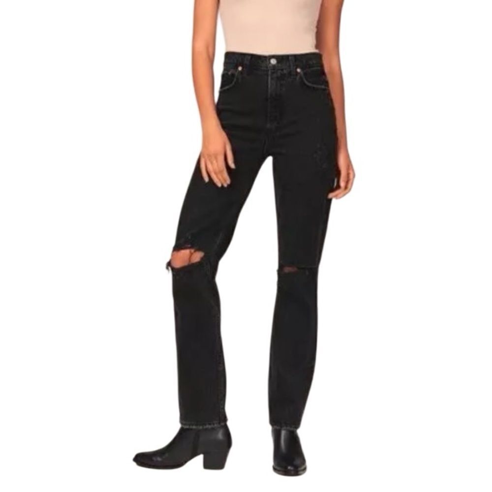 Abercrombie & Fitch Ultra High Rise 90's Straight Mom Jean Black Size 28/6R